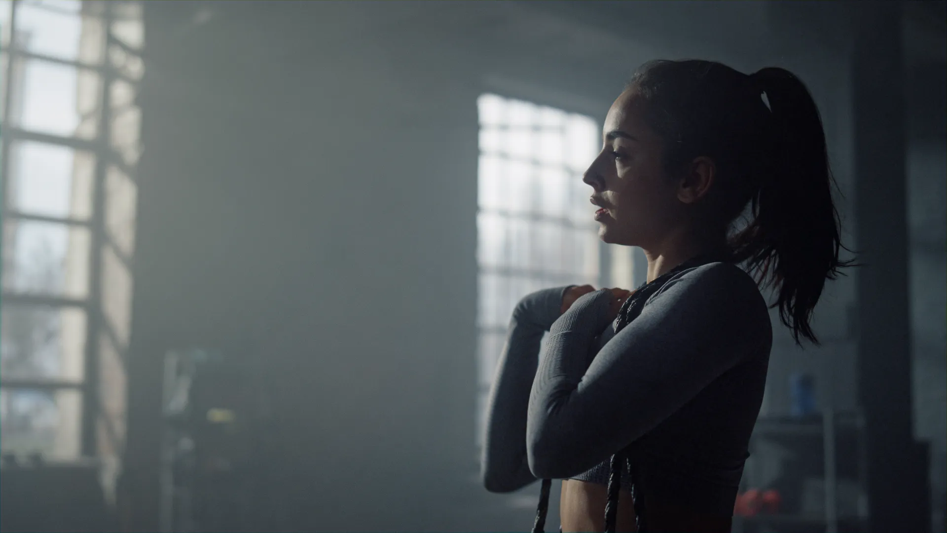 close up sport woman warming up body fitness exerc utc